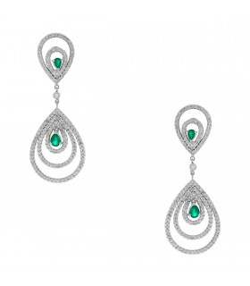 Diamonds, emeralds and gold earrings