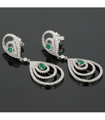 Diamonds, emeralds and gold earrings