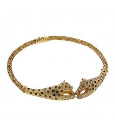 Gold, sapphires, diamonds and rubies necklace