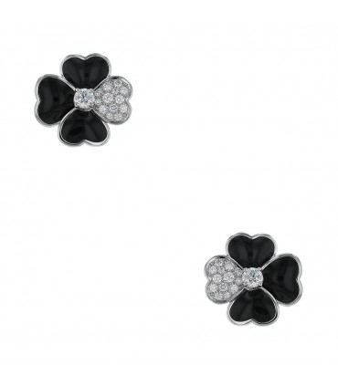 Van Cleef & Arpels Cosmos onyx, diamonds and gold earrings