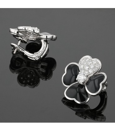 Van Cleef & Arpels Cosmos onyx, diamonds and gold earrings