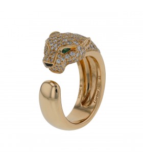 Cartier Panthère diamonds, emeralds, onyx and gold ring