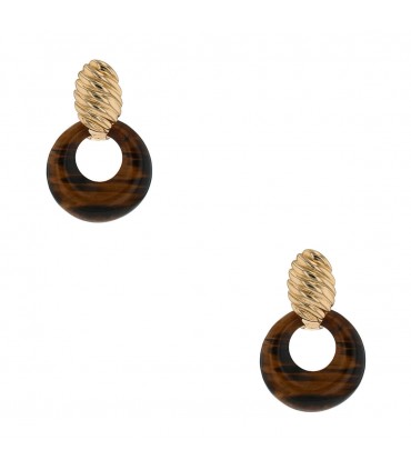 Van Cleef & Arpels gold, tiger eye quartz and onyx earrings