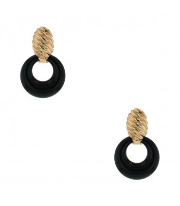 Van Cleef & Arpels gold, lapis lazuli, eye tiger quartz and onyx earrings