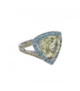 Mauboussin Tellement Subtile pour moi prasiolite, topazes and gold ring