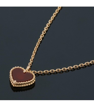 Van Cleef & Arpels Sweet Hearts gold and carnelian necklace