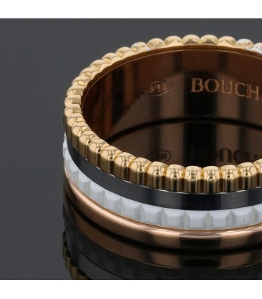 Boucheron Quatre three tones gold and ceramic ring