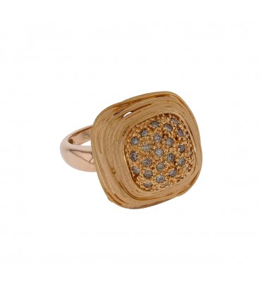 Bague or, diamants cognac