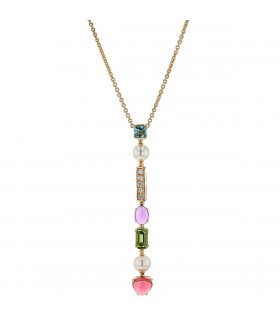 Bulgari Allegra cultured pearls, topaze, amethyst, peridot, tourmaline, diamonds and gold necklace