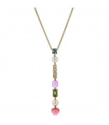 Bulgari Allegra cultured pearls, topaze, amethyst, peridot, tourmaline, diamonds and gold necklace