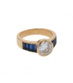 Diamond, sapphires and gold ring