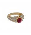 Bague or, rubis, diamants