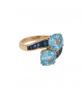 Sapphires, topazes and gold ring