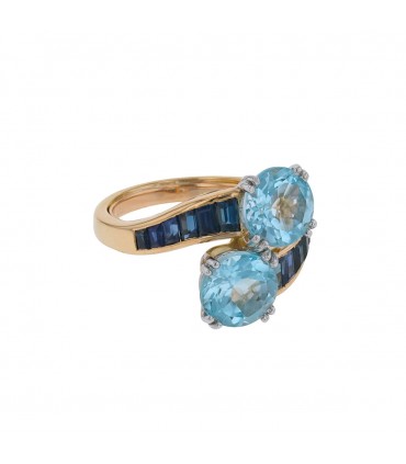 Bague or, topazes, saphirs