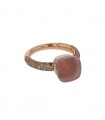 Pomellato Nudo diamonds, pink quartz and gold ring