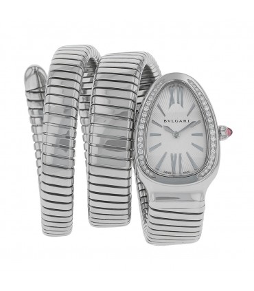 Bulgari Serpenti stainless steel and diamonds watch