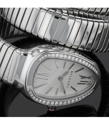 Bulgari Serpenti stainless steel and diamonds watch