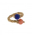 Coral, lapis lazuli and gold ring