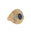 Sapphire, diamonds and gold ring