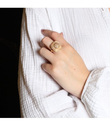 Bague or, diamants cognac