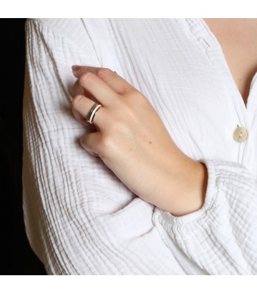Boucheron Quatre three tones gold and ceramic ring
