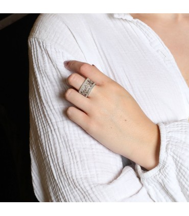 Mikimoto cultured pearls, diamonds and platinum ring