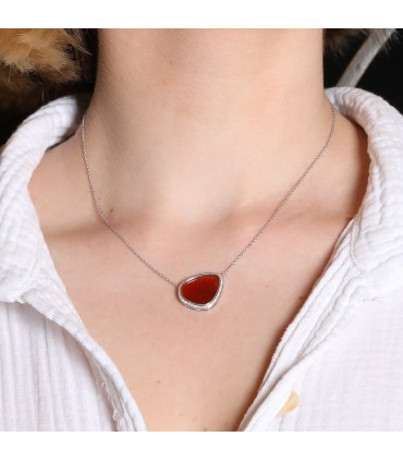 Djula Magic Stone carnelian and gold necklace