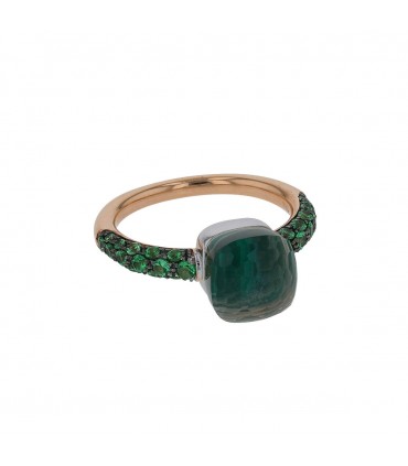 Pomellato Nudo prasiolite, garnets and gold ring