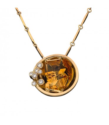 Collier or, citrine et diamants