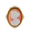 Sheel cameo, gold and cultured pearls brooch
