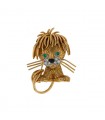 Van Cleef & Arpels Lion Ebouriffé gold, platinum, diamonds, emeralds and enamel brooch