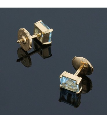 Boucles d’oreilles or, aigue-marine