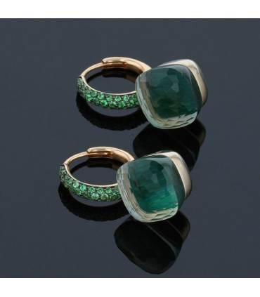 Pomellato Nudo garnets, quartz and gold earrings