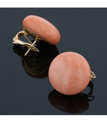 Boucles d’oreilles or, corail peau d’ange