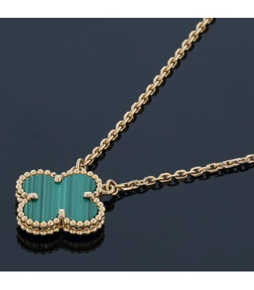 Van Cleef & Arpels Vintage Alhambra malachite and gold necklace