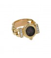 Gilles Legendre gold, antic coin, rubies and diamonds ring