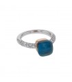 Pomellato Nudo topaze, diamonds and two tones gold ring