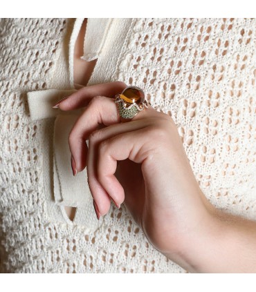 Sylvie Wulwik diamonds, citrine, garnets and gold ring