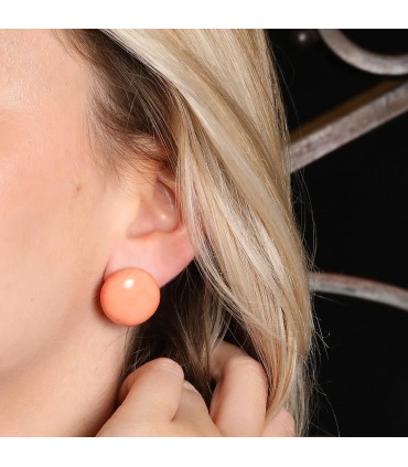 Boucles d’oreilles or, corail peau d’ange