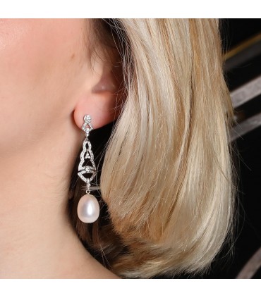 Boucles d’oreilles or, perle de culture