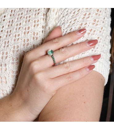 Pomellato Nudo prasiolite, garnets and gold ring