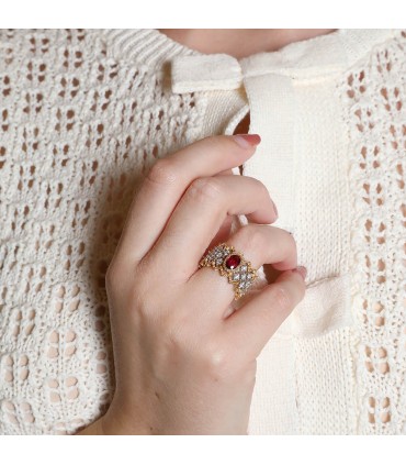 Buccellati two tones gold and ruby ring