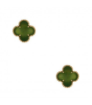 Van Cleef & Arpels Alhambra jade and gold earrings