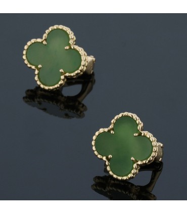 Van Cleef & Arpels Alhambra jade and gold earrings
