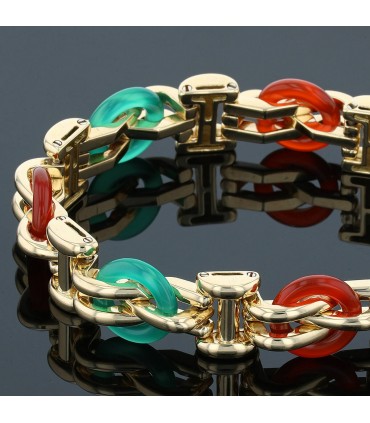 Cornaline, chrysoprase and gold bracelet