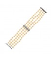 Cultured pearls, diamonds and gold bracelet