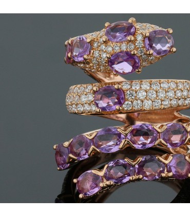 Diamonds, pink sapphires and gold ring