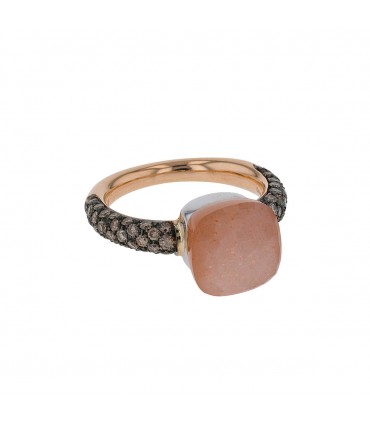Pomellato Nudo pink moonstone, diamonds and gold ring