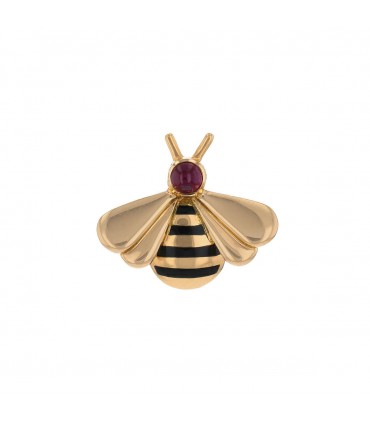 Cartier enamel, ruby and gold brooch