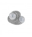 Gold, cultured pearls and diamonds ring